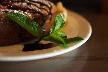 pie with topping and garnish (shallow DOF)