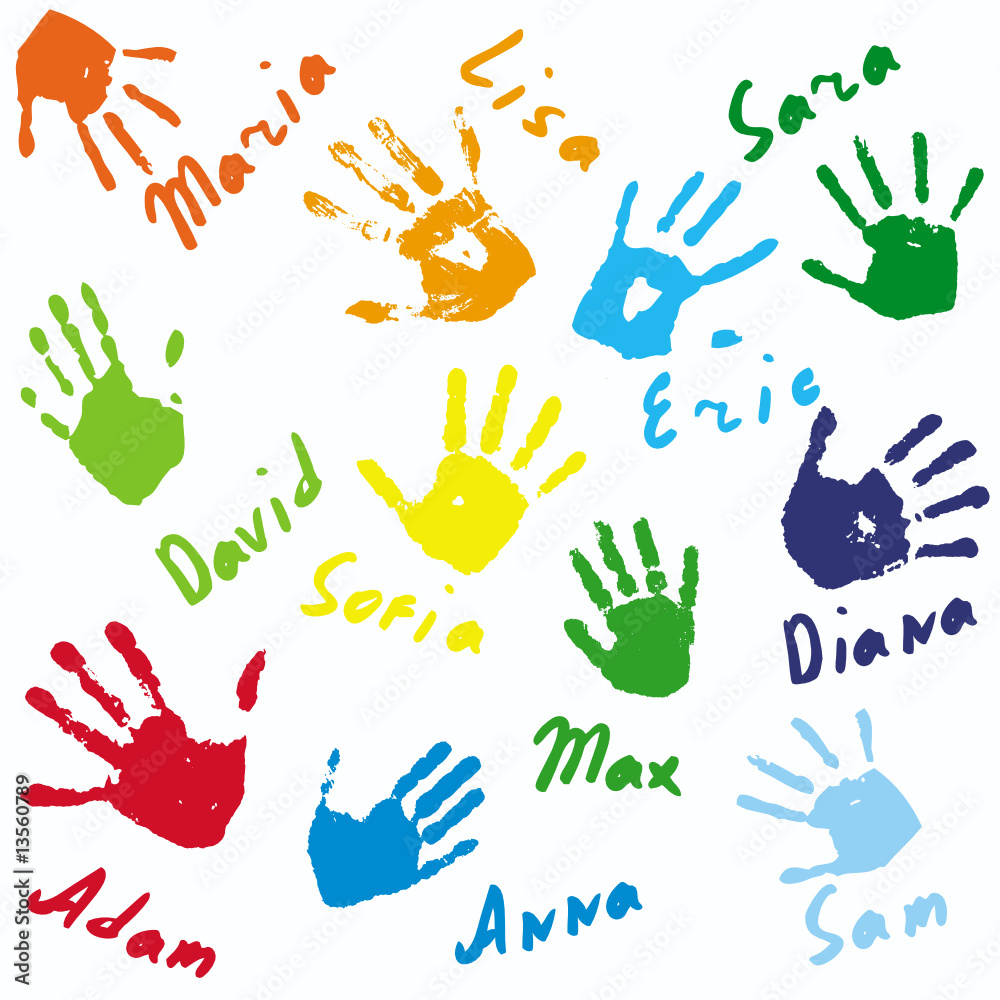 Hand prints and names