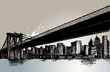 bridge and city hand drawing vector