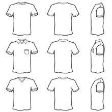 T Shirt Template Set (front, Back And Side View)