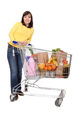 Wall Mural - woman with shopping cart