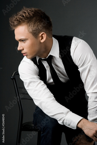 Fototapeta do kuchni attractive businessman in black waistcoat