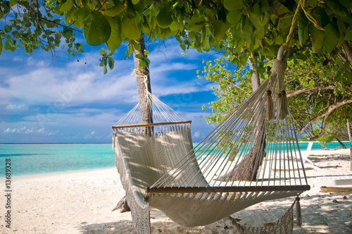 Foto-Kissen - Hängematte unter Palmen am Strand (von Loocid GmbH)