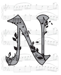 Wall Mural - Letter with music