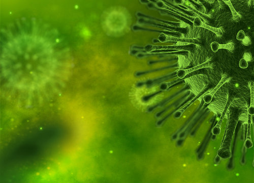 Virus closeup  microscope view