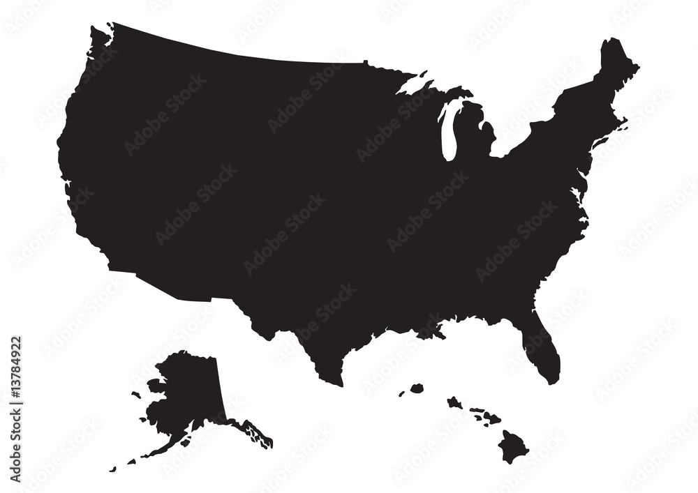 Map of US with flag - obrazy, fototapety, plakaty 