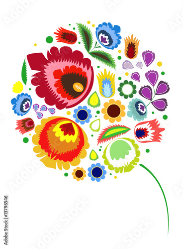 Obraz w ramie Wektorowy kwiatowy wzór 