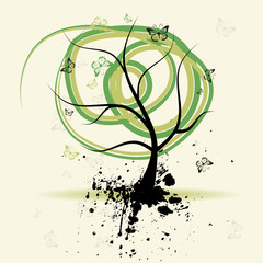 Aufkleber - Floral tree beautiful