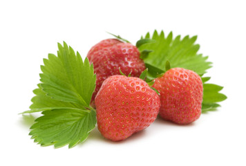 Wall Mural - fresh strawberries on white background