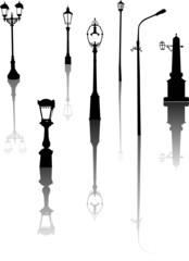 Canvas Print - seven street lamps with reflections