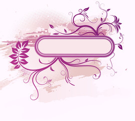 Sticker - Vector illustration of violet Grunge Floral Decorative frame