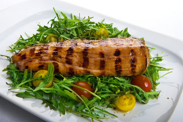 Wall Mural - Grilled pork with fresh salad