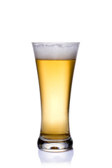 Wall Mural - Beer glass glass over a white background