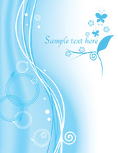 Abstract Floral Blue Background Horizontal
