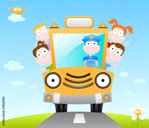 Foto-Plissee - funny school bus (von Vaytpark)
