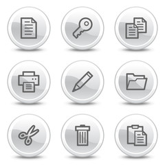 Canvas Print - Document web icons, white glossy circle buttons series