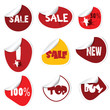 vector illustration set of red labels badges and stickers