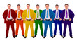 © Pavel Losevsky - seven same businessmen in different color suits collage.
