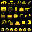 General icons for web on black background with reflection