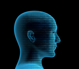 Canvas Print - 3d human profile from a binary code