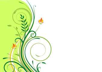 Wall Mural - Vector illustration of funky green Floral Background