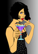 Frau mit Glas und Cocktail