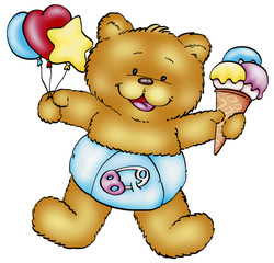 Sticker - party baby bear