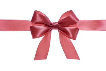 Wall Mural - red gift satin ribbon bow on white background