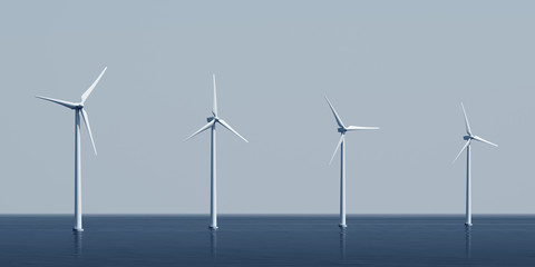 Wall Mural - windturbines on the ocean