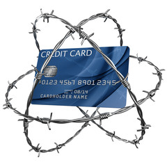 Canvas Print - Credit card wrapped in barbed wire