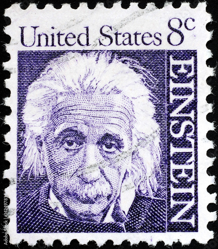 Photographie Albert Einstein portrait on US postage stamp
