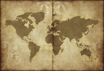  papier pergaminowy starej mapy świata