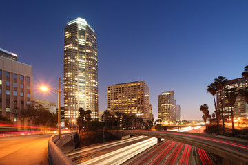 Fototapete - Downtown Los Angeles night view