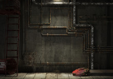 Grunge Industrial Pipe Wall