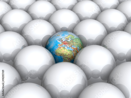 Earth within white balls