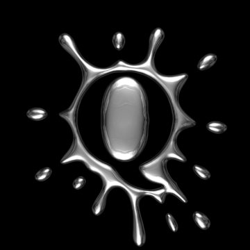 Liquid metal letter Q - alphabet symbol