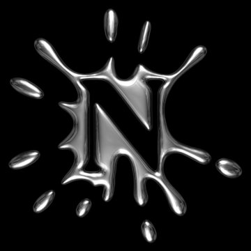 Liquid metal letter N - alphabet symbol