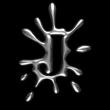 Liquid metal letter J - alphabet symbol