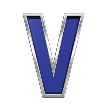 One letter from blue glass with chrome frame alphabet set