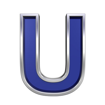 One letter from blue glass with chrome frame alphabet set
