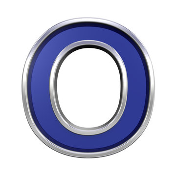 One letter from blue glass with chrome frame alphabet set