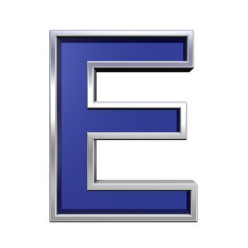 One letter from blue glass with chrome frame alphabet set