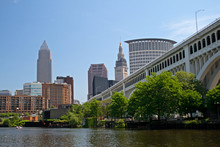 Downtown Cleveland Ohio With Bridge View