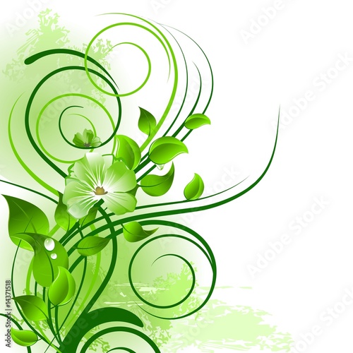 Fototapeta na wymiar Green floral background