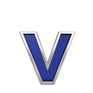 Lower case letter from blue glass with chrome frame alphabet set