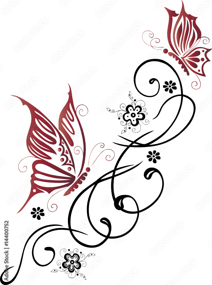 3dRose Grußkarten-Set, 12 Stück – Tribal Schmetterling & Blume, 14x14 Cm, Mit Umschlägen