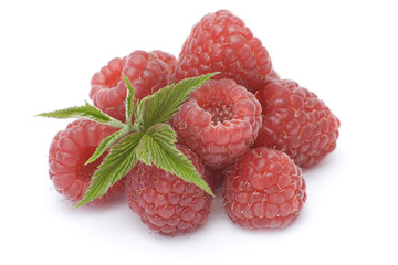 Poster - Raspberries on white background