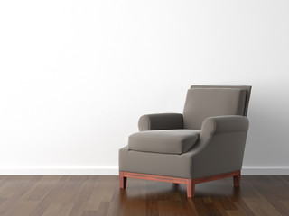 Wall Mural - interior design brown armchair on white