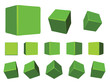 3d green cubes