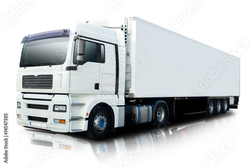 Photographie  White Semi Truck Isolated